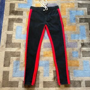 KDNK Men's M/32 Striped Track Pants Skinny Ankle Zip Black/Red Streetwear